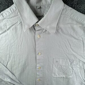 Balmain Men Button Up Long Sleeve Shirt All Cotton Size 5 Pale Blue Geometric